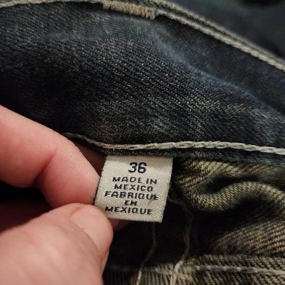 True Religion Men's Denim Blue Jeans Size 36 Slim 100% Cotton Distressed Ripped - Picture 13 of 15